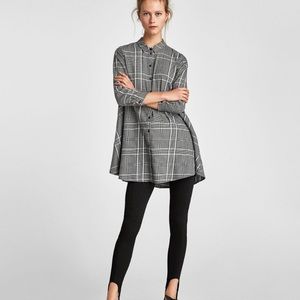 Zara swing shirt dress in grey plaid Size M